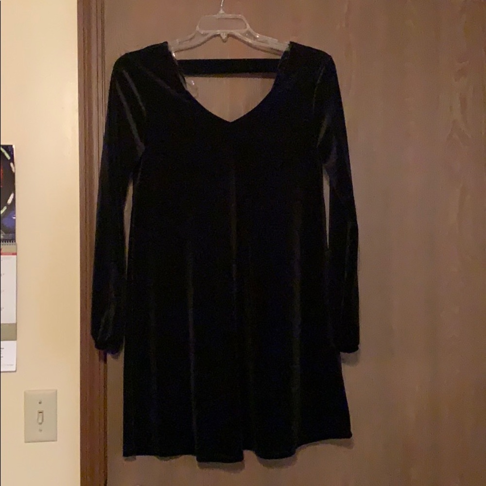 Long Sleeve Black “Velvet” dress